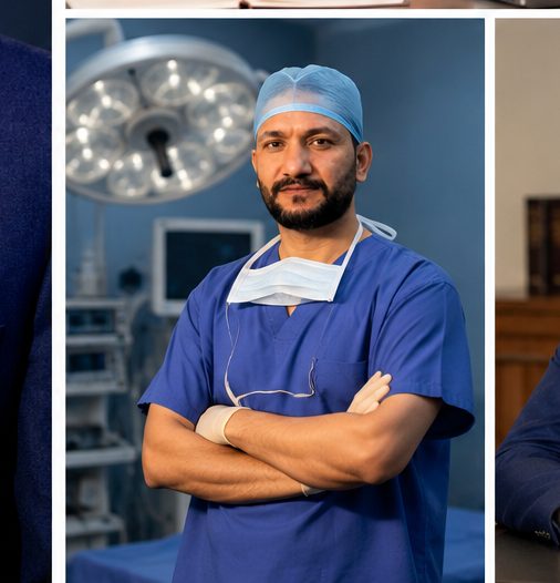 Dr. Gul Muhammad in surgical scrubs before an operation